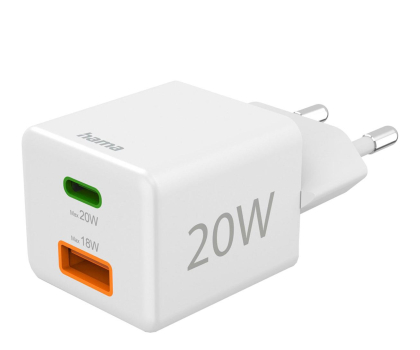 Ładowarka i akumulator HAMA Ładowarka sieciowa Mini 20W 1xUSB-C, 1xUSB-A 4047443516503